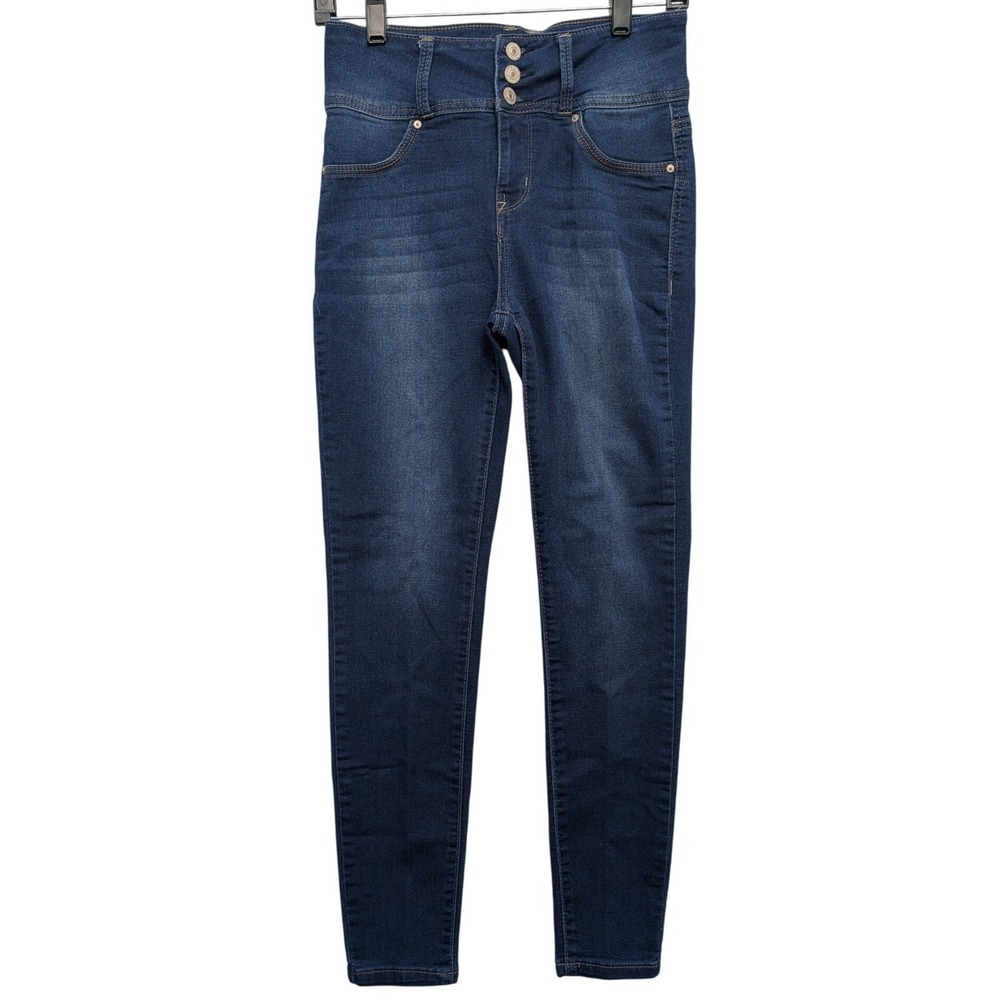 WallFlower Sassy High Rise Skinny Jeans Womens 9‎ Reg Dark Wash Triple Button